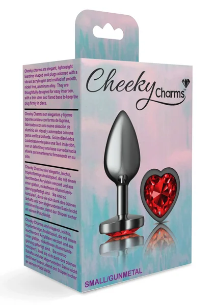 Deep Red Heart Gem Gunmetal Metal Plug — image 12 of 12