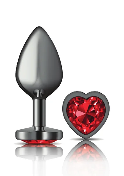 Deep Red Heart Gem Gunmetal Metal Plug — image 5 of 12