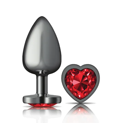 deep red heart gem gunmetal metal plug