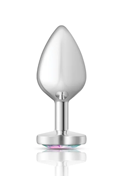 Clear Iridescent Heart Gem Silver Metal Plug — image 2 of 5