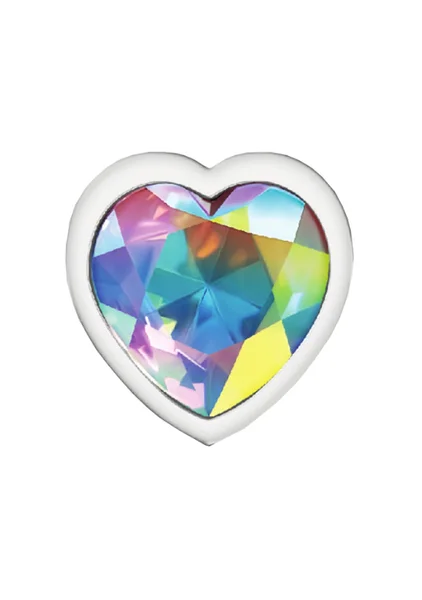 Clear Iridescent Heart Gem Silver Metal Plug — image 3 of 5