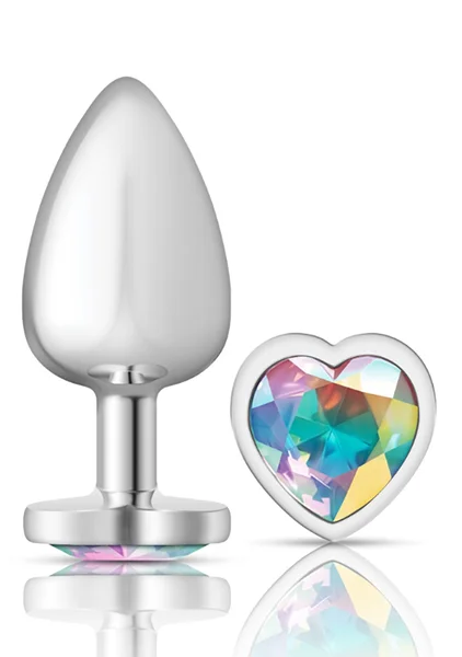 Clear Iridescent Heart Gem Silver Metal Plug — image 5 of 5