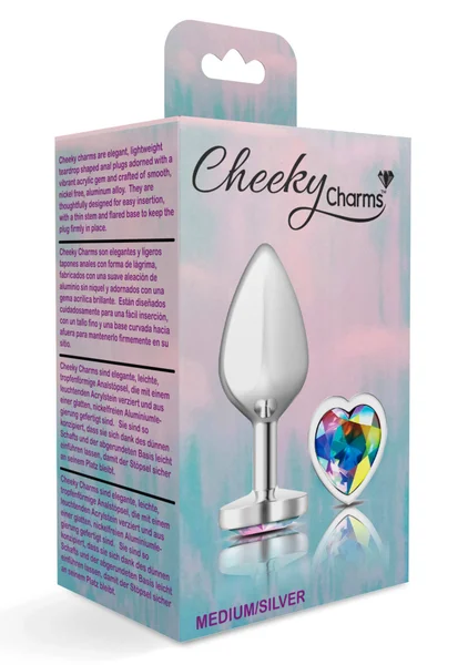 Clear Iridescent Heart Gem Silver Metal Plug — image 4 of 5