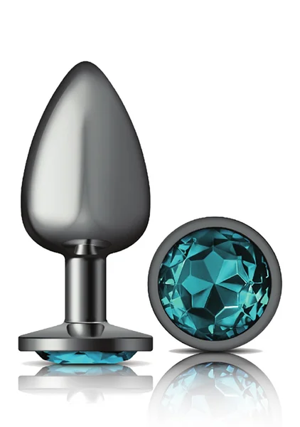 Teal Round Gem Gunmetal Metal Plug — image 9 of 9