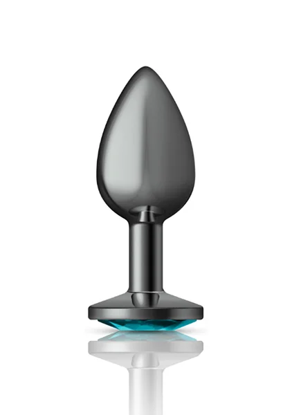 Teal Round Gem Gunmetal Metal Plug — image 6 of 9
