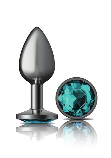 Teal Round Gem Gunmetal Metal Plug — image 5 of 9