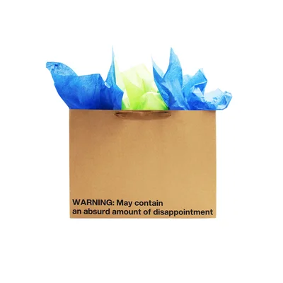 warning may contain disappointment large gift bag
