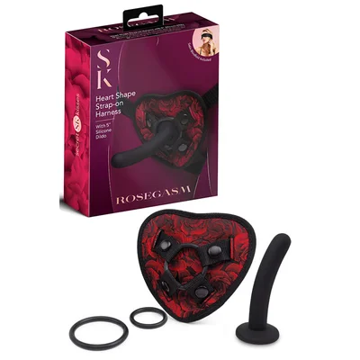 secret kisses rosegasm strap on harness with 5 dildo