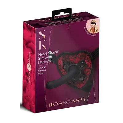 secret kisses rosegasm strap on harness with 5 dildo