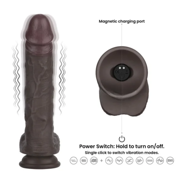 10" Vibrating Sliding Skin Pro II Silicone Dildo - Non-Vibrating Option Available — image 2 of 9