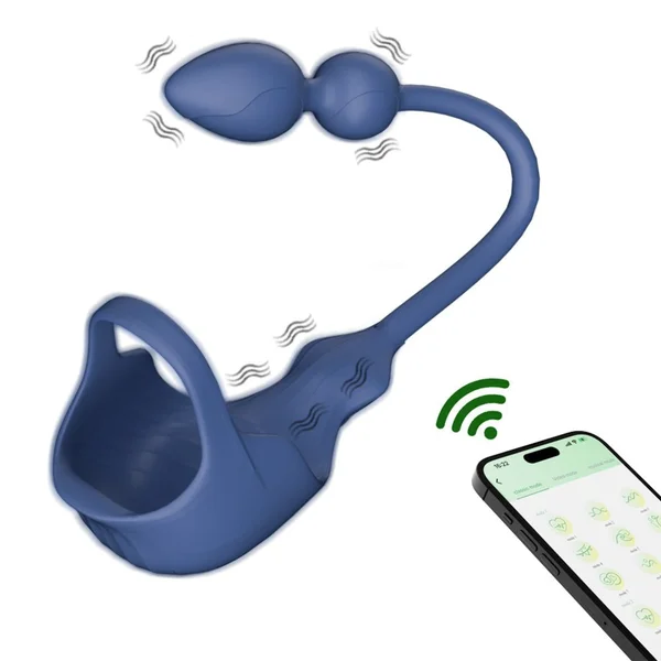 Cock Ring with Ball Cage and Anal Plug - Hugs Your Balls With Vibrations & Targets Your P-Spot! — image 3 of 15