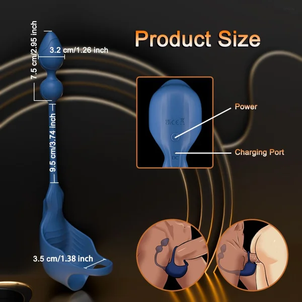 Cock Ring with Ball Cage and Anal Plug - Hugs Your Balls With Vibrations & Targets Your P-Spot! — image 8 of 15
