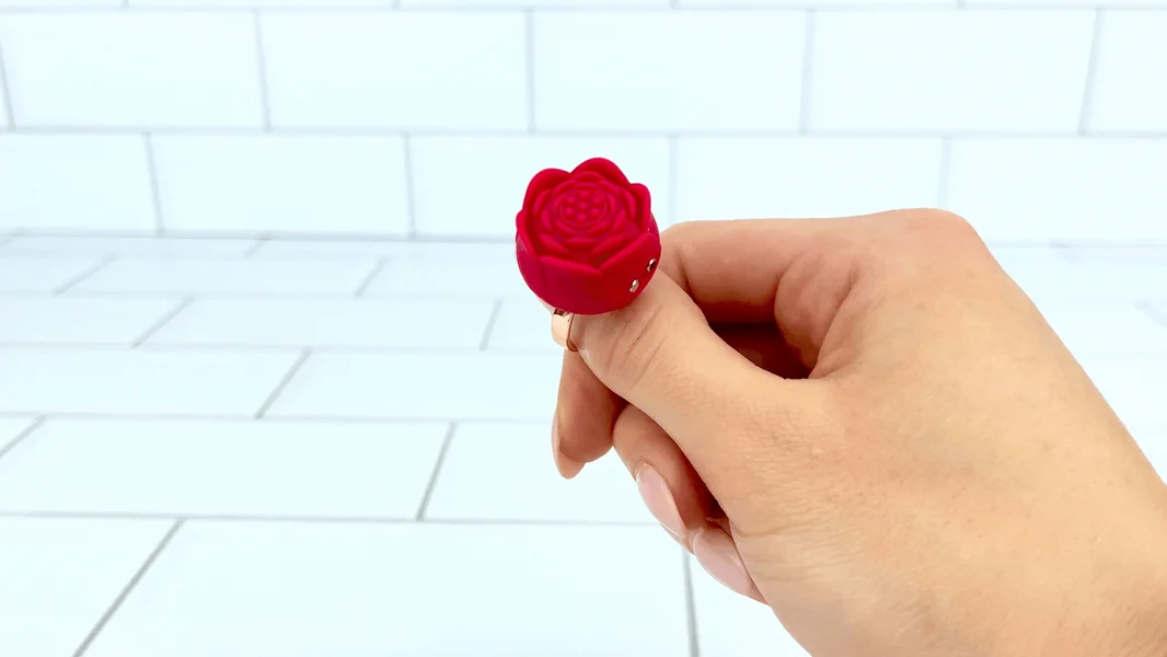 Rose Nubby Silicone Finger Ring Vibrator - Discreet Pleasure On-The-Go! — image 4 of 6