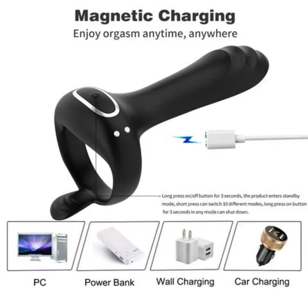 FLIRT Vibrating Silicone C-ring with G-Spot Stimulator & Ball Tickler — image 11 of 12