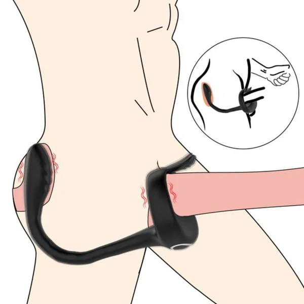 SEDUCE Vibrating Prostate Locking Cock Ring with Clit Tickler — image 6 of 14