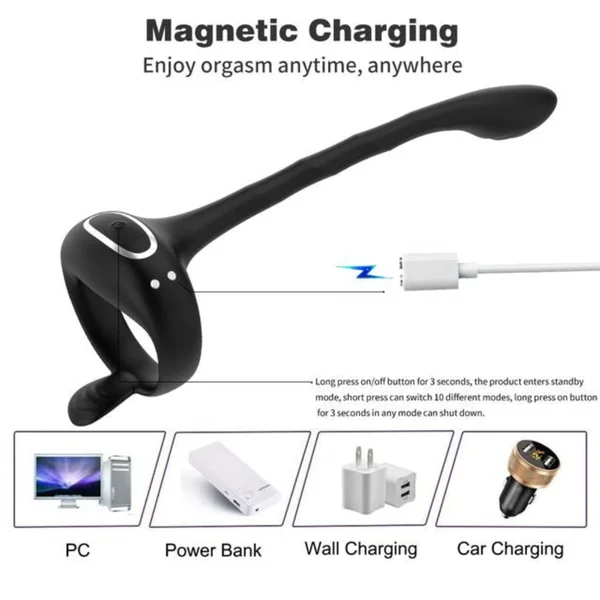 SEDUCE Vibrating Prostate Locking Cock Ring with Clit Tickler — image 14 of 14