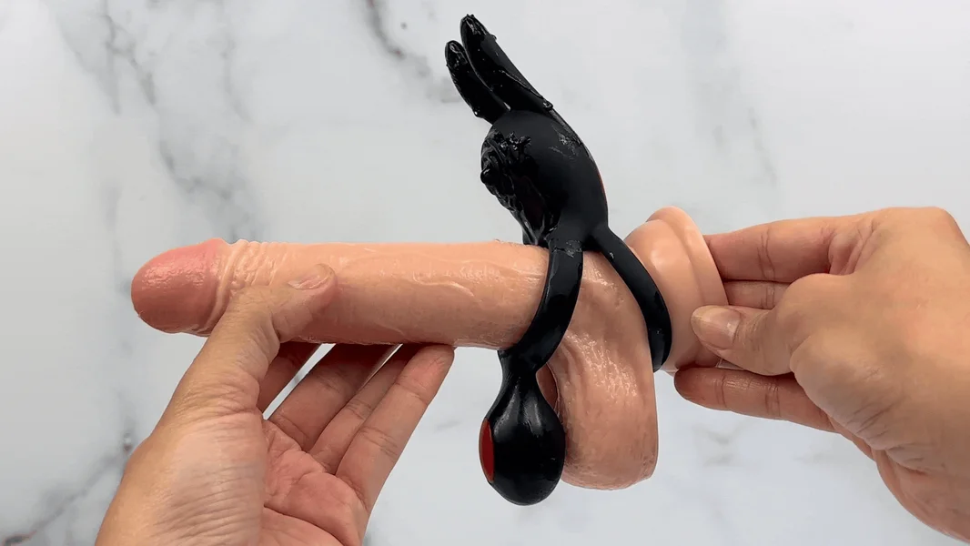 Vibrating Silicone Bunny Dual C-Ring - Penis, Clit, and Scrotum Vibes! — image 8 of 12