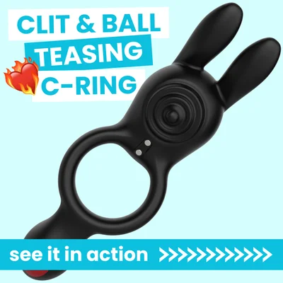 vibrating silicone bunny dual c ring penis clit and scrotum vibes