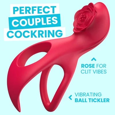 lovers rose dual cock ring strong vibrations in 2 motors