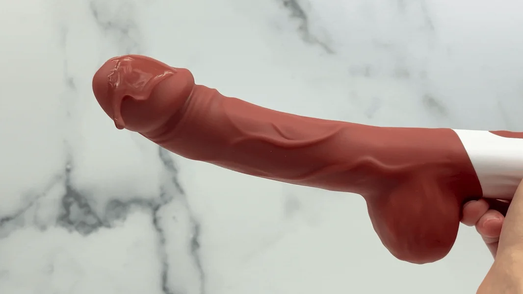 Cocoa Bliss - Curved Silicone Thrusting & Vibrating Dildo — image 8 of 9