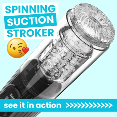 spinning suction stroker thrusting rotating male masturbator