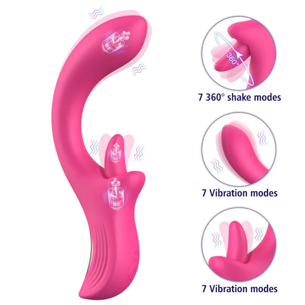Double O Dual Action Silicone G-Spot Vibe and Clit Licker - 360 Tongue Licking Rotation! — image 5 of 9