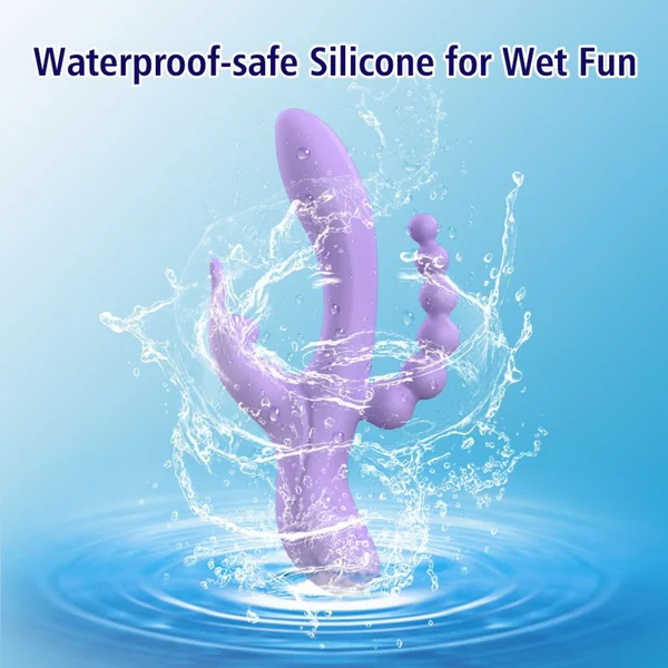 Lavender Trifecta Silicone Triple Stimulator - Powerful Vibes in Dual Motors! — image 7 of 12