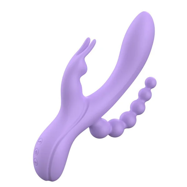 Lavender Trifecta Silicone Triple Stimulator - Powerful Vibes in Dual Motors! — image 3 of 12