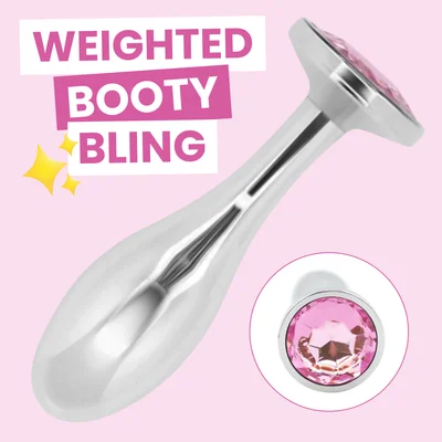 bulbed weighted metal butt plug with jewel