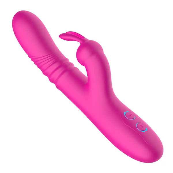 Pink Silicone Rippled Thrusting Rabbit — image 3 of 10