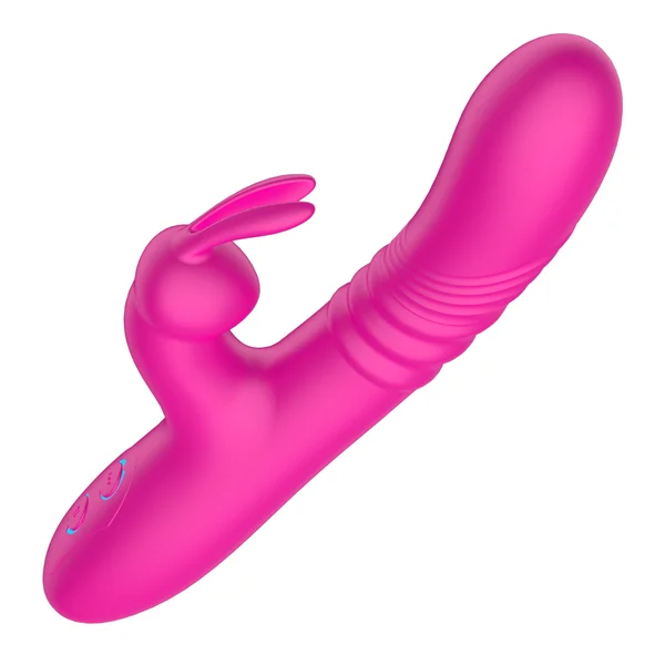 Pink Silicone Rippled Thrusting Rabbit — image 9 of 10