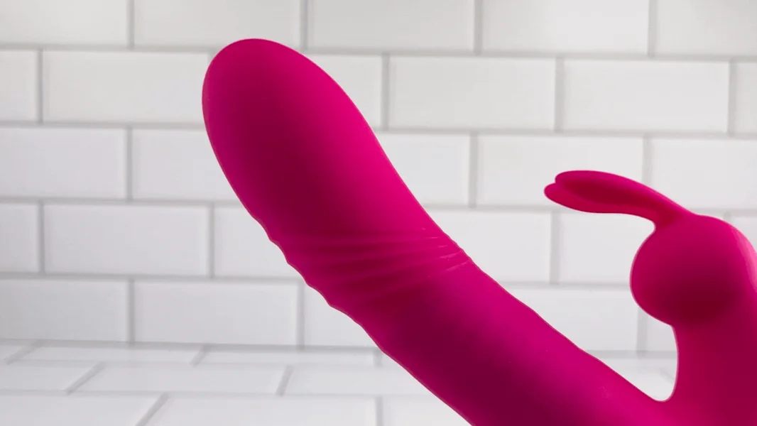 Pink Silicone Rippled Thrusting Rabbit — image 6 of 10