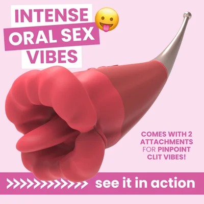 flaming red lips plus clit licking mouth pinpoint vibe