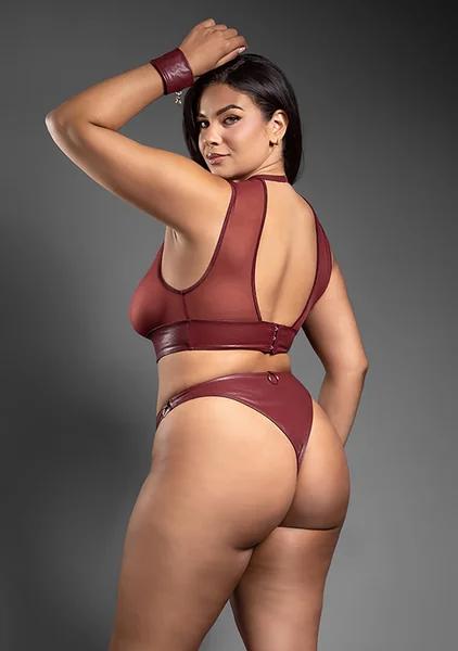Top, Open Panty and Cuffs - Queen Size — image 2 of 3