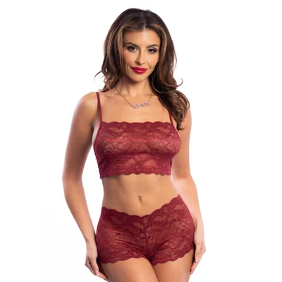seamless lace bralette and boyshort set