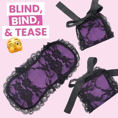 sexy lace blindfold cuff set