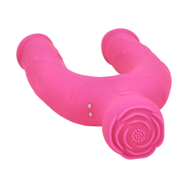 Bendy Silicone Double Dildo Vibrator with Clit Teaser - Fulfill DP Fantasies or Buzz Your Clit with the Vibrating Handle! — image 11 of 11