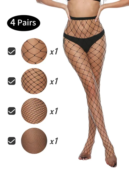 4 Pack Fishnet Stockings - One Size Fits Most — image 2 of 6