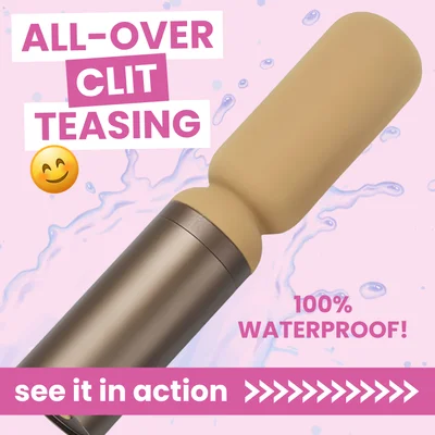 luxury slim wand vibrator broad tip stimulates your entire labia for full coverage bliss