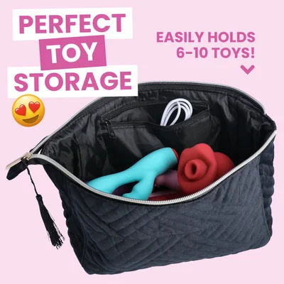 classy quilted fabric storage bag for your sex toys and lubes