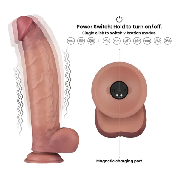 12" Vibrating Dual Density Power Cock - Experience Unmatched Realism! — image 2 of 10