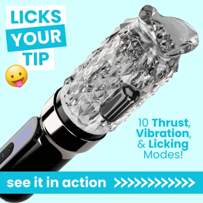 automatic vibrating male masturbator licks thrusts rotates around your shaft