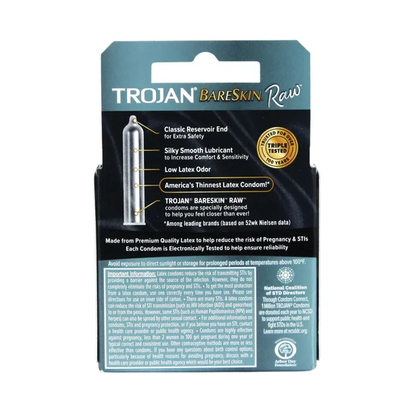 Trojan Bareskin Raw Lubricated Latex Condoms 3-Pack — image 2 of 2