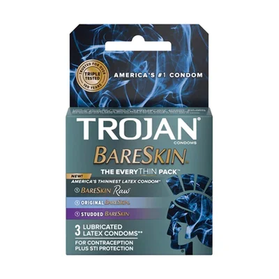 trojan bareskin everythin assorted condoms 3 pack