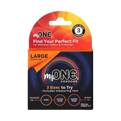 my one large condoms sampler 3 pack
