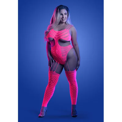wavelength cutout rhinestone teddy bodystocking queen size