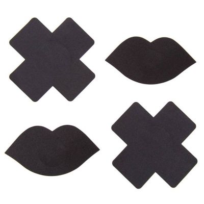 Dreamgirl Black Cross and Lips Nipple Pasties 2 Pairs