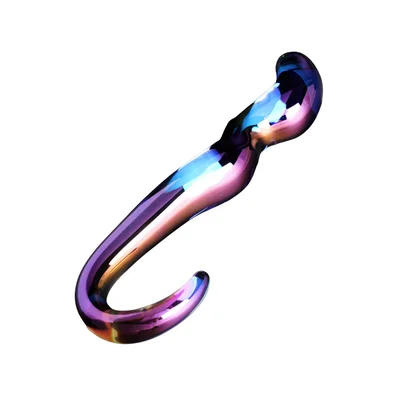 blue flame curved glass dildo