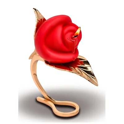 burning passion rose candle with holder