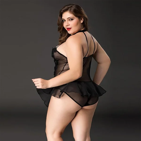 Sheer Black Skirted Teddy - L-XL — image 2 of 3